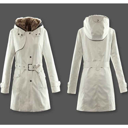 Women's Wool-Lined Mid-Length Cotton Coat – Detachable Lining Long-Sleeve Outerwear