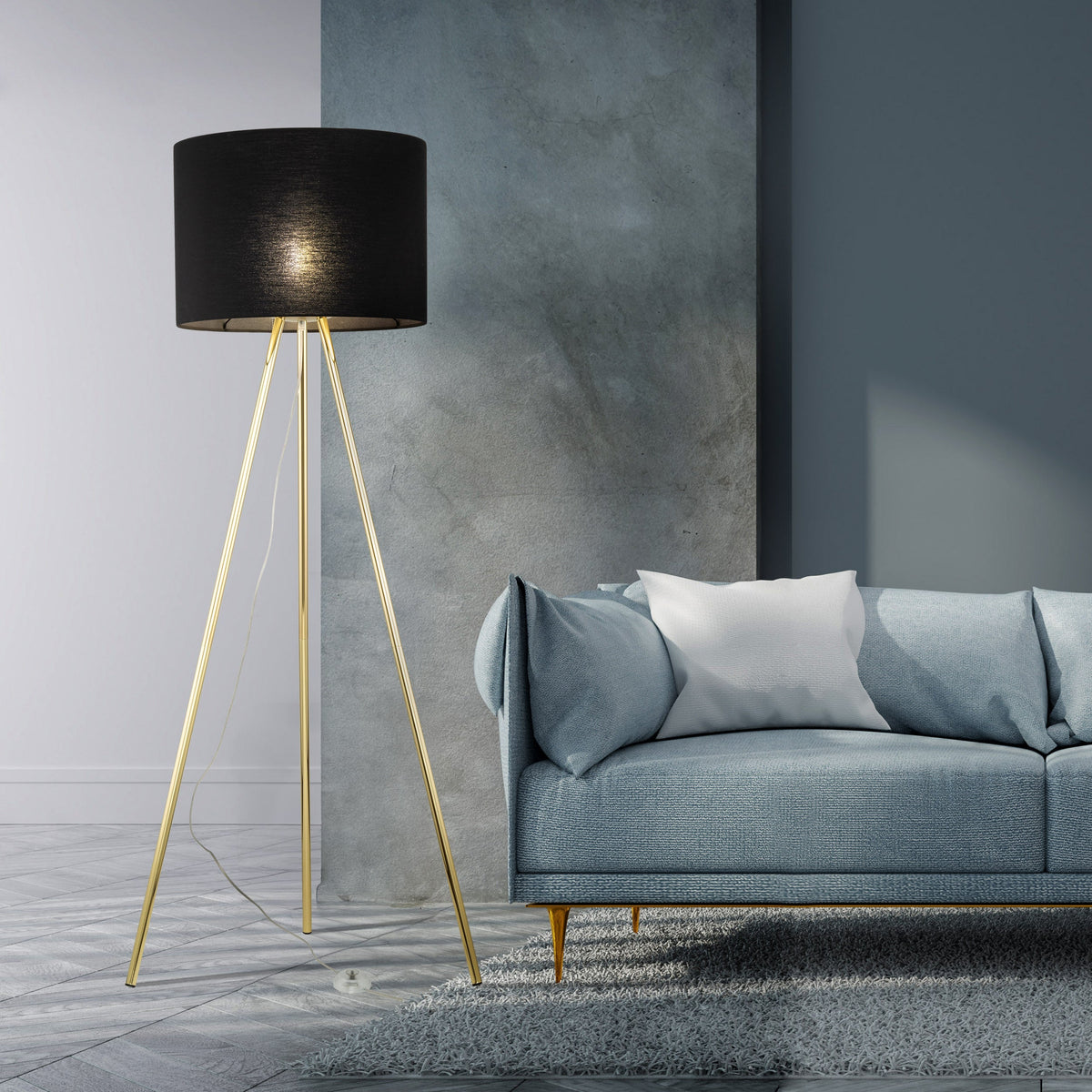 UMBERTO Black Modern Floor Lamp for Living Room & Bedroom (Clearance)