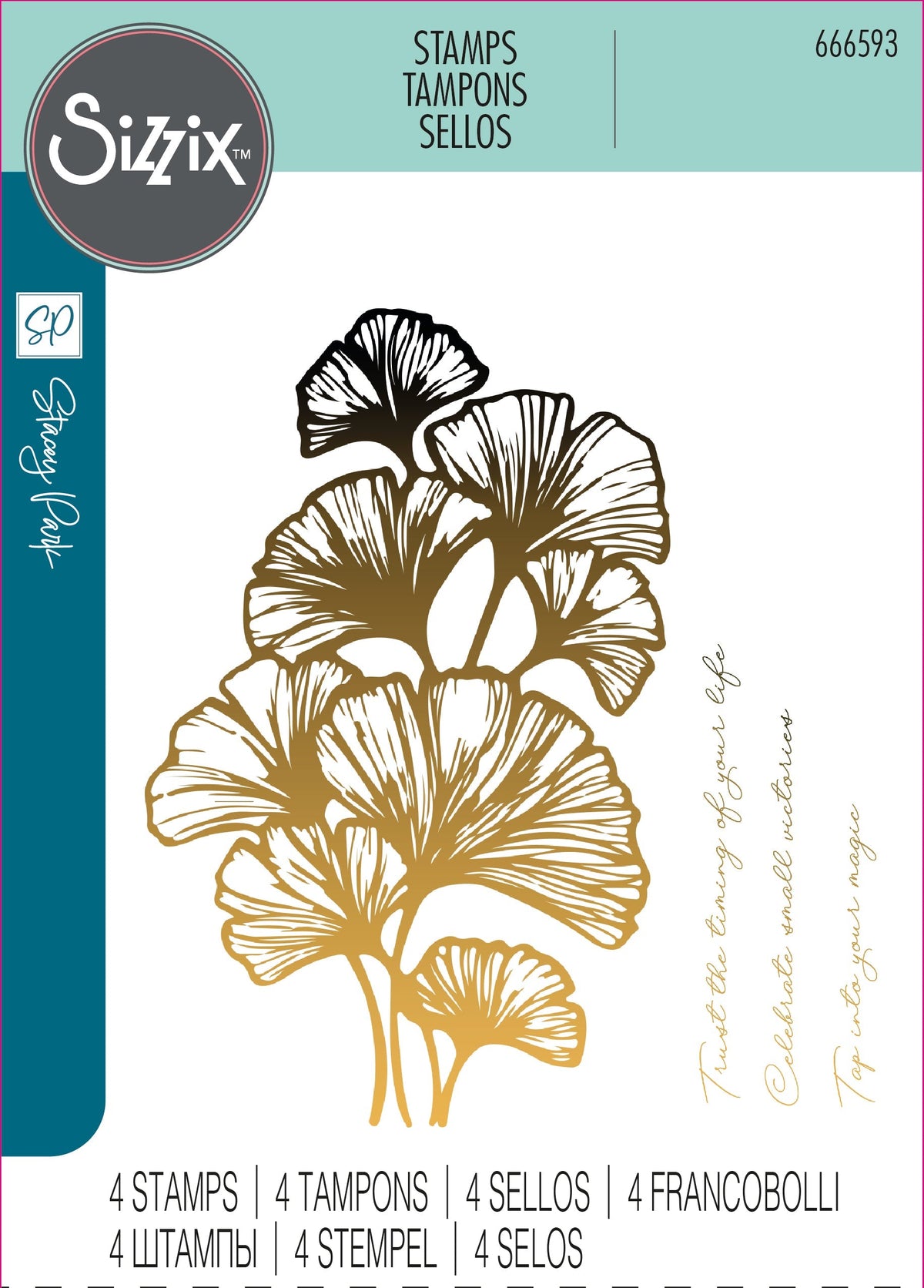 Sizzix Set de 4 Tampons Transparents Cosmopolitan, Inspire par Stacey Park