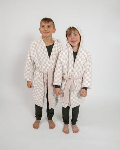 Robe à capuche à carreaux pour enfants - réapprovisionnement en avril