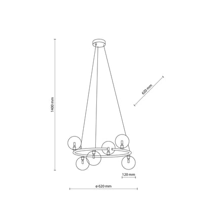 ANABELLE 6-Light Scandinavian Globe Chandelier for Dining Room & Modern Interiors