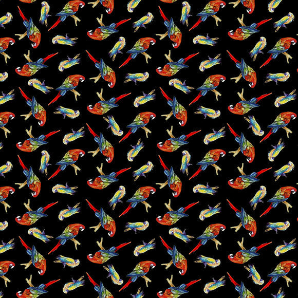 Rain Forest - Marcia Baldwin - Tossed Black Parrots