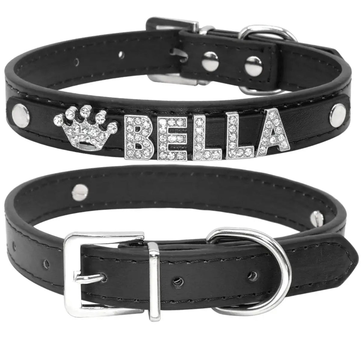 Midnight Crown Name Dog Collar | Customized Dog Collar