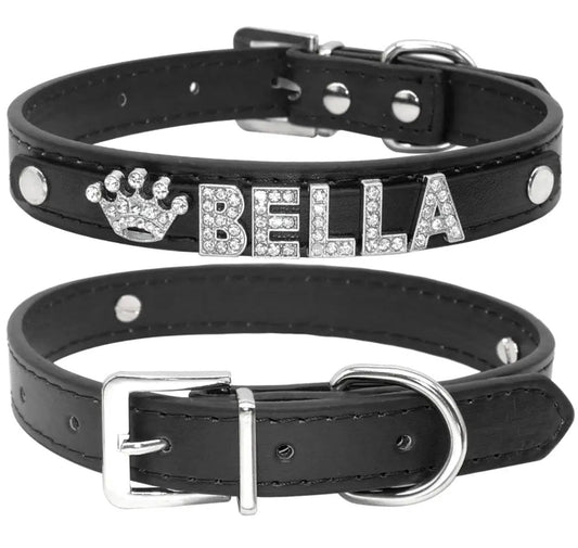 Midnight Crown Name Dog Collar | Customized Dog Collar