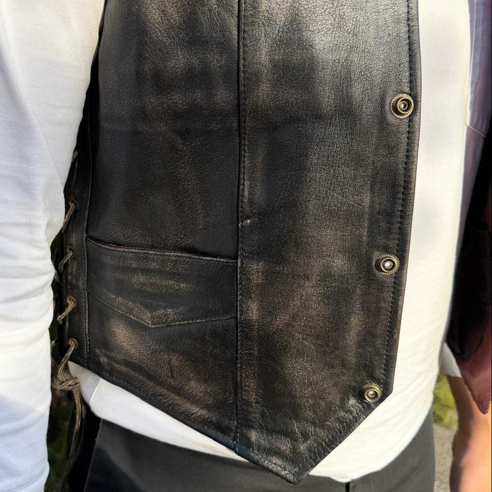 Gilet en cuir lacé sur les côtés pour homme Open Road