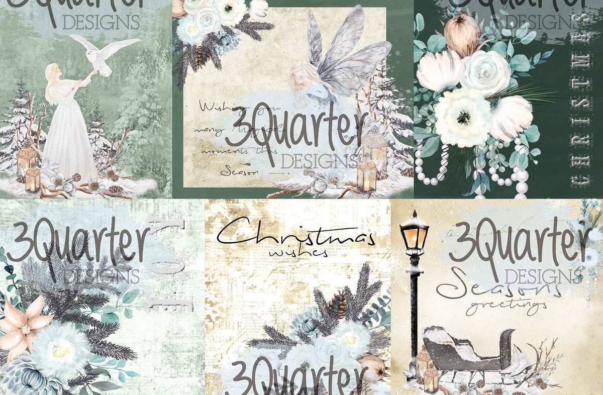 Lot de 6 cartes de Noël féériques 10x15 cm