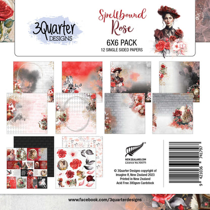 Pack de 6 papiers Spellbound Rose 15x15 cm