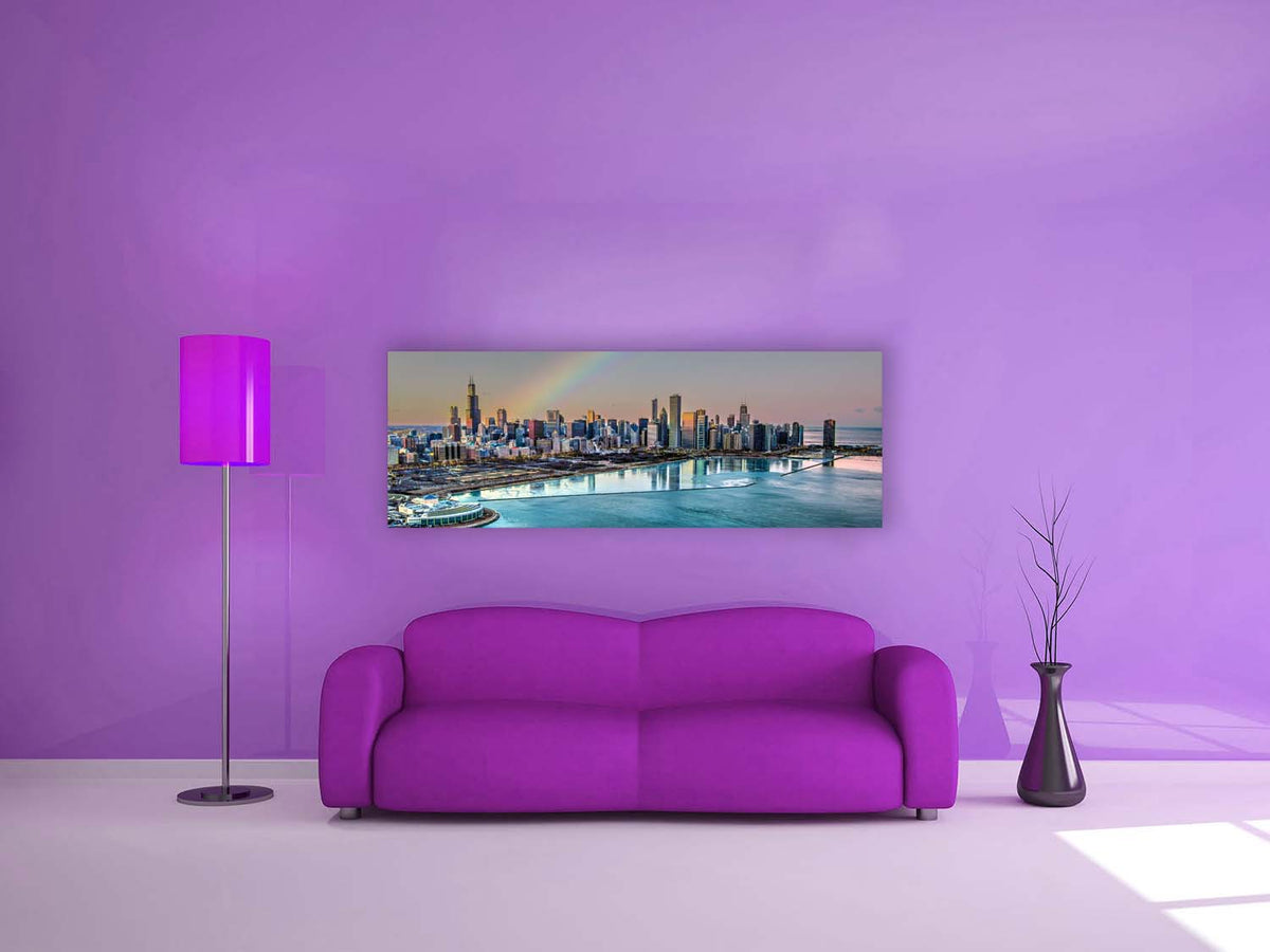 Chicago Bay at Night | City Skyline Canvas Wall Art