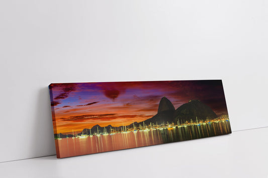 Copacabana & Sugarloaf Mountain Canvas Wall Art | Rio Sunrise | 72 × 24 inches