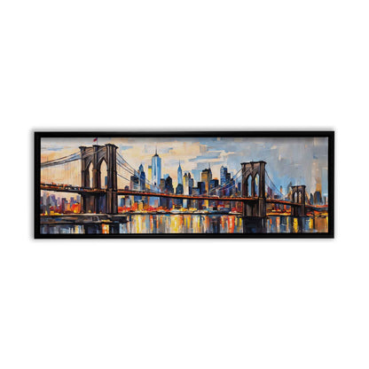 Brooklyn Bridge Canvas Wall Art | New York Palette Knife | 72 × 24 inches