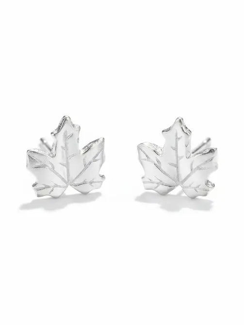Clous d'oreilles feuille d'érable - Plaqué argent