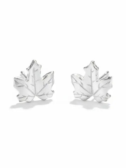 Clous d'oreilles feuille d'érable - Plaqué argent