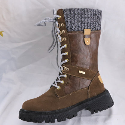 Women's Casual Mid-Calf Boots – Low Heel PU Leather Fashion Footwear