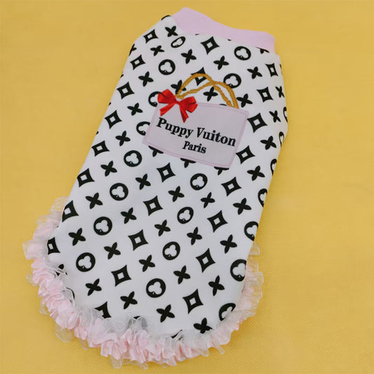 Robe pour chien Puppy Vuitawn – Tenue de luxe de style créateur pour chiens