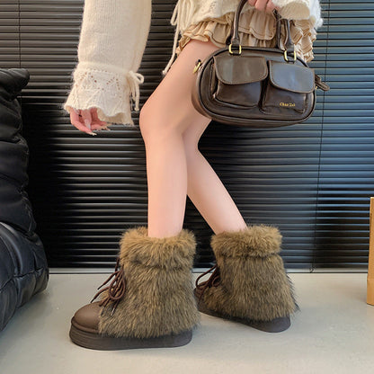 Women’s Fleece-Lined Snow Boots – Warm Height-Increasing Winter Boots with Thick Sole