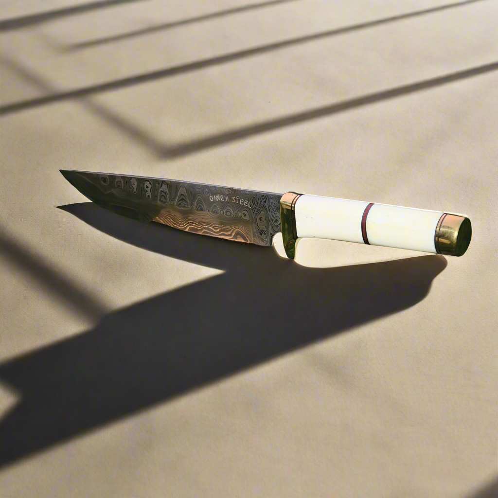 Haruto Bowie Knife - Camel Bone Handle 7.5 inch with leather Sheath