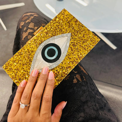 Pochette dorée Œil de Chouette