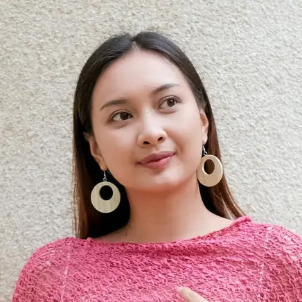 Round Wooden Hoop Earring