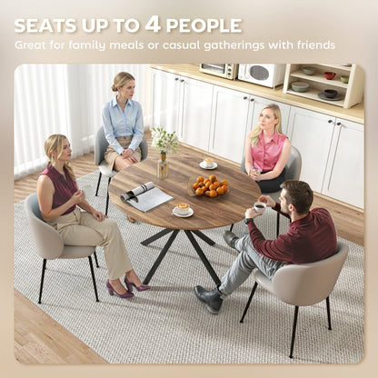 Amory 47" Round Industrial Dining Table with Steel Legs-Dark Brown/Black