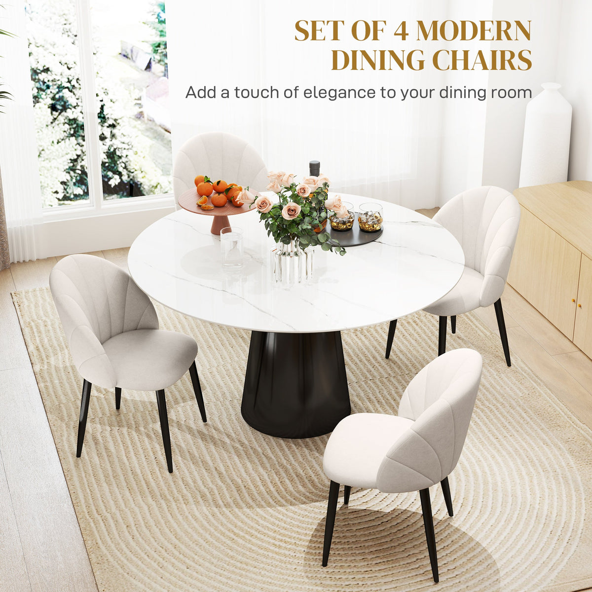 Skylar Modern Dining Chairs Set of 4-Cream White