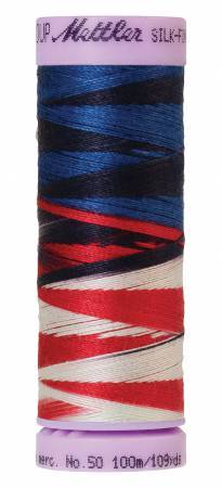 Fil de coton mercerisé panaché Mettler Silk-Finish 50wt 100M Patriotique