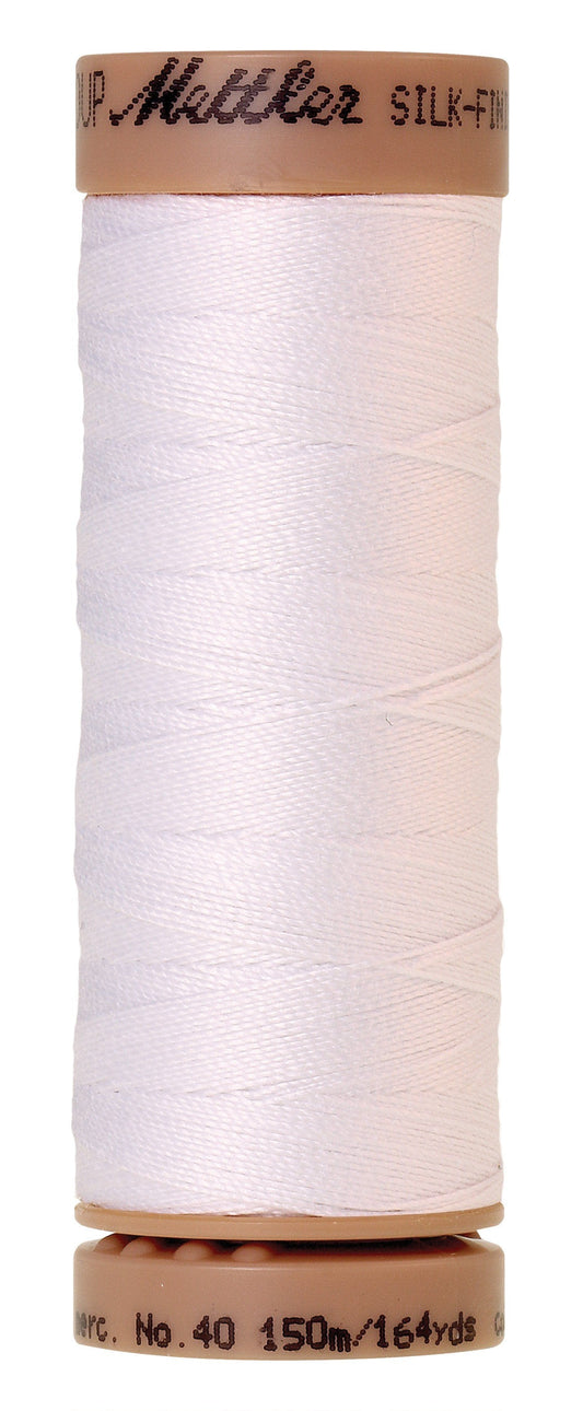 Mettler Fil de coton uni Silk-Finish 40wt 150 m (164 yd) Blanc
