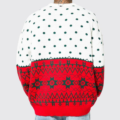 Men's Christmas Crew Neck Sweater – Loose Fit Knit Pullover for Fall & Winter