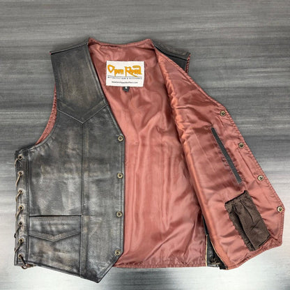 Gilet en cuir lacé sur les côtés pour homme Open Road