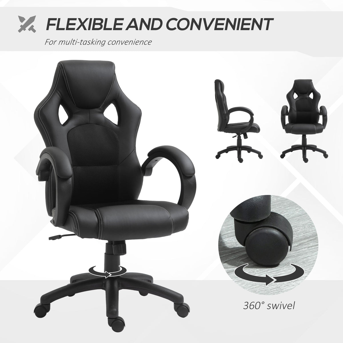 Erling Gaming-Office Chair with Swivel and Tilt Functions-Black