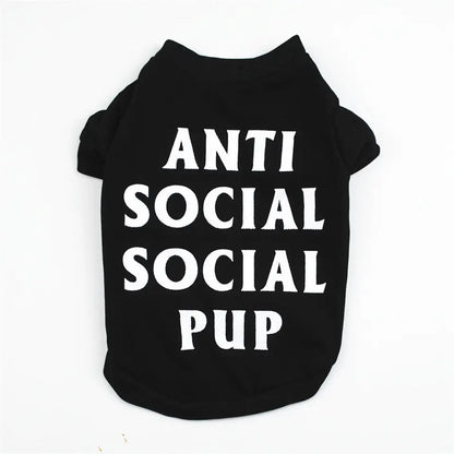 Anti Social Social Pup Tee | Graphic Dog T Shirt