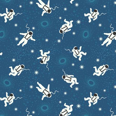 Lewis & Irene - Space Glow - Astronautes phosphorescents sur fond bleu