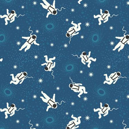 Lewis & Irene - Space Glow - Astronautes phosphorescents sur fond bleu