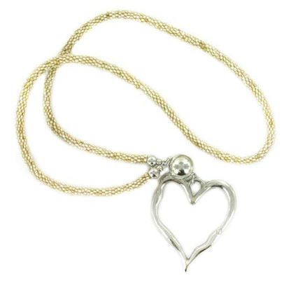 Beaded Rope Necklace with Open Heart