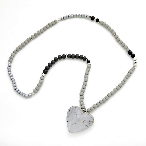 Chunky Wooden Heart Necklace