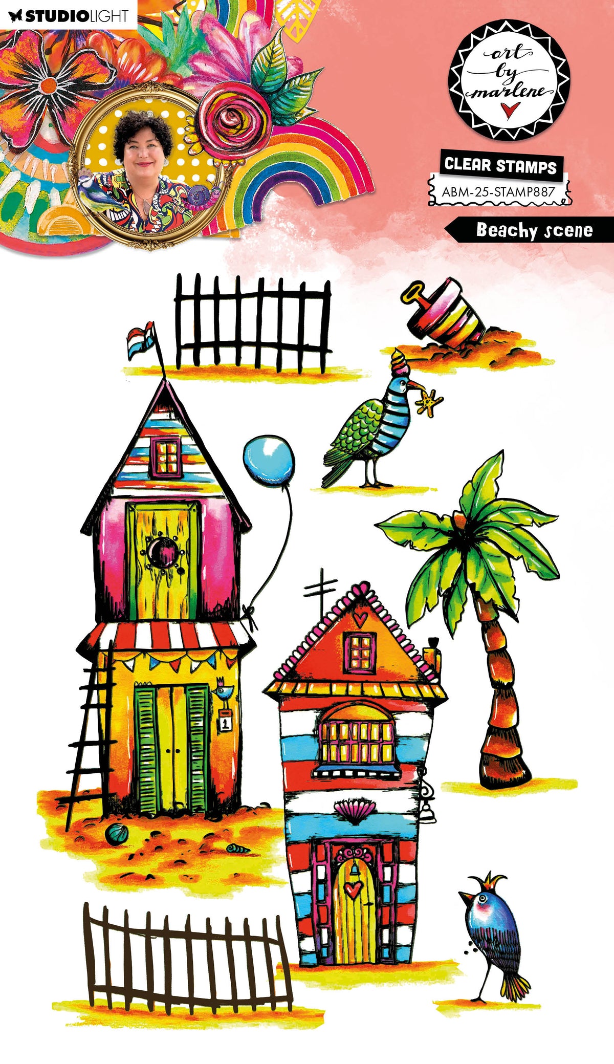 ABM Clear Stamp Beachy Scene Art By Marlene 148x210x3mm 8 Pieces