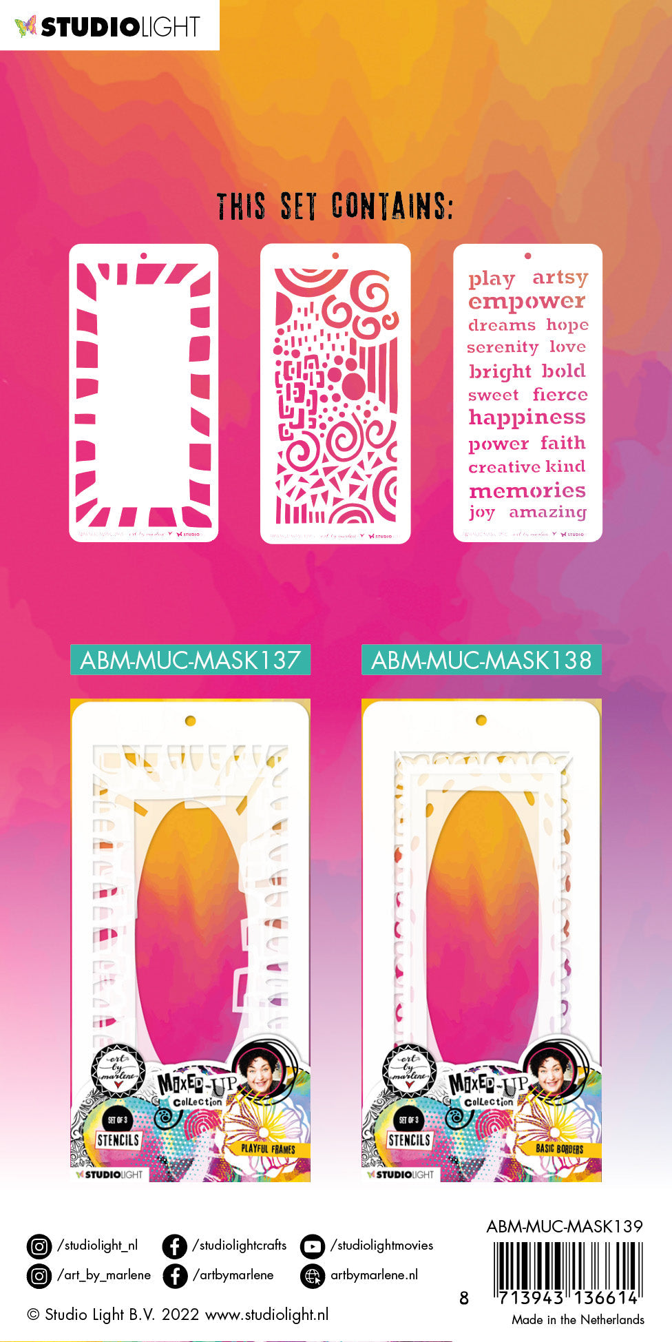 ABM Masque Artsy Designs Collection Mixte 110x213x1mm 3 PC nr.139
