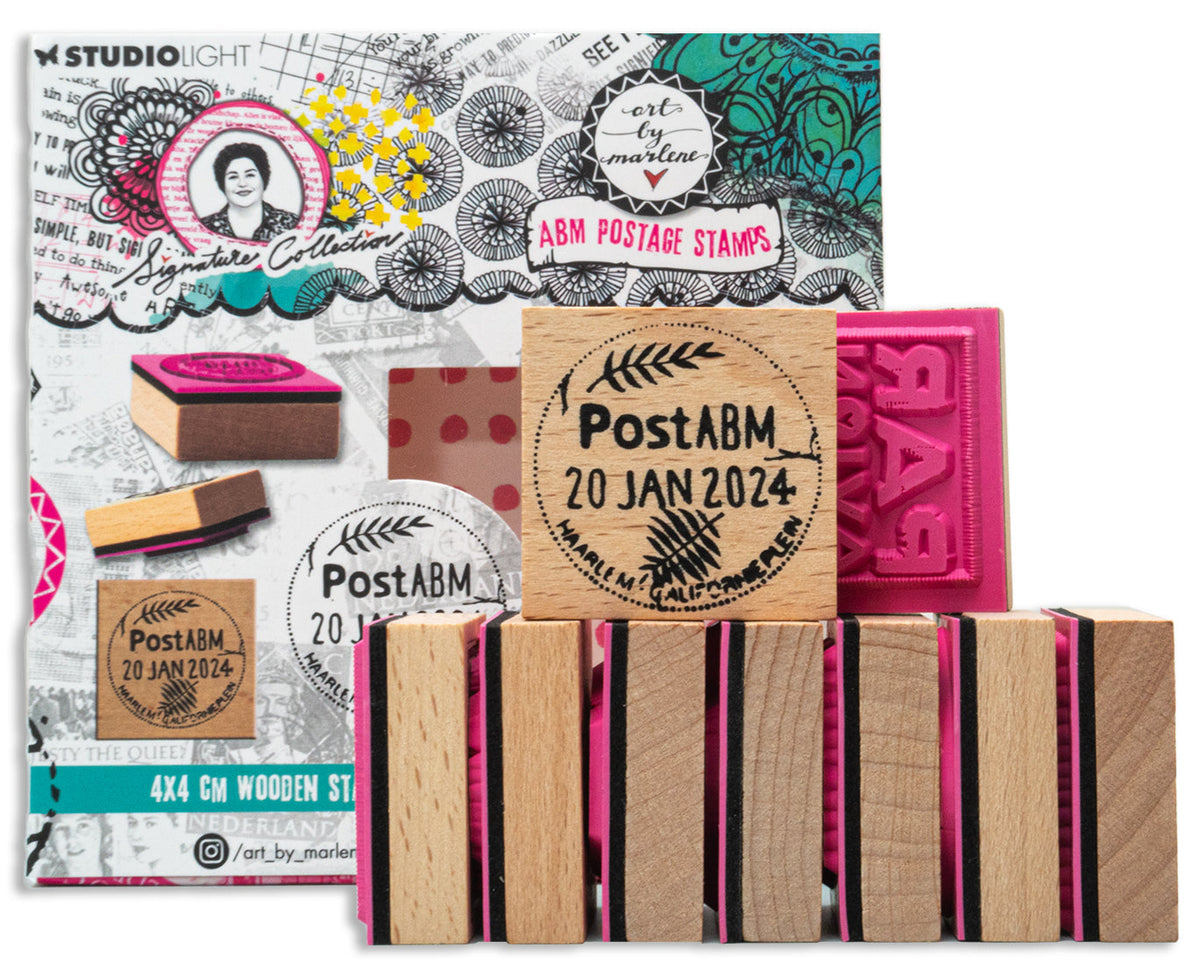 ABM Tampons en Bois, Tampons en Caoutchouc Collection Signature 120x120x23mm 9 pièces nr.595