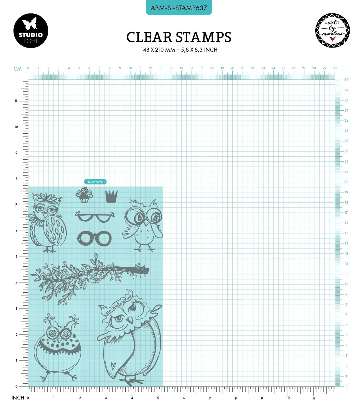 Tampon transparent ABM collection Owlicious Signature 148x210x3mm 9 pièces réf. 637