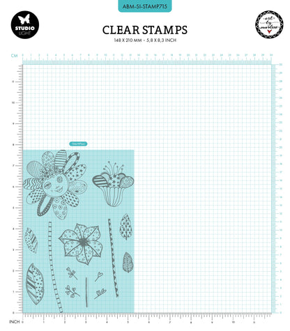 ABM Clear Stamp Playful Flowers Signature Collection 14 PC