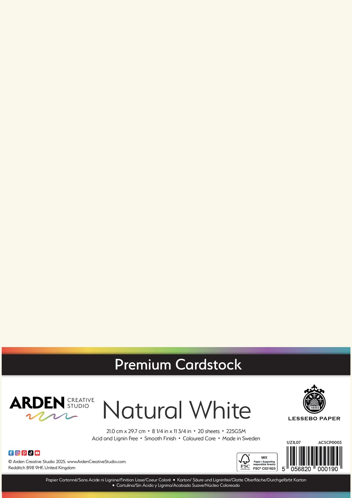 Arden Creative Studio Premium Cardstock A4 225gsm 20 Pack