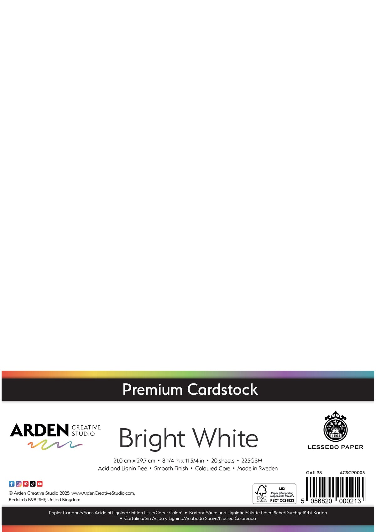 Arden Creative Studio Premium Cardstock A4 225gsm 20 Pack