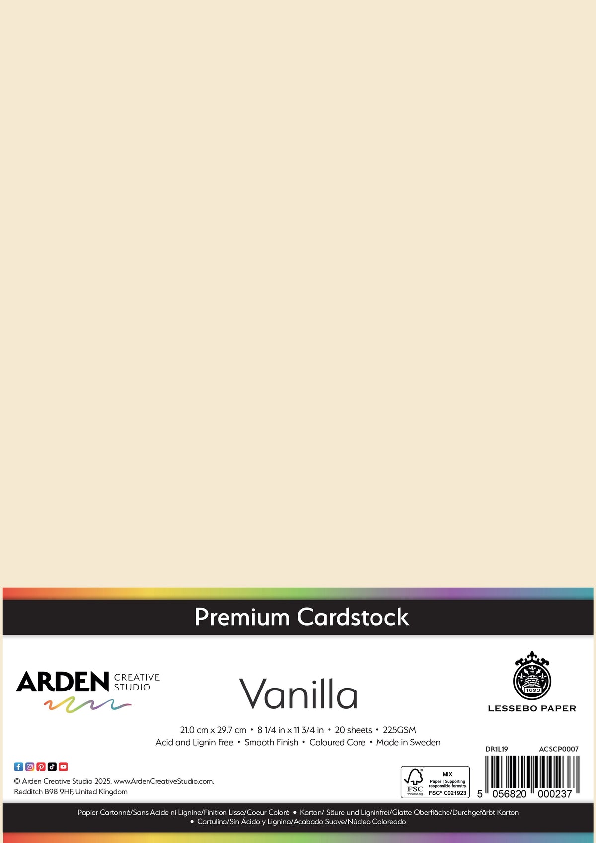 Arden Creative Studio Premium Cardstock A4 225gsm 20 Pack