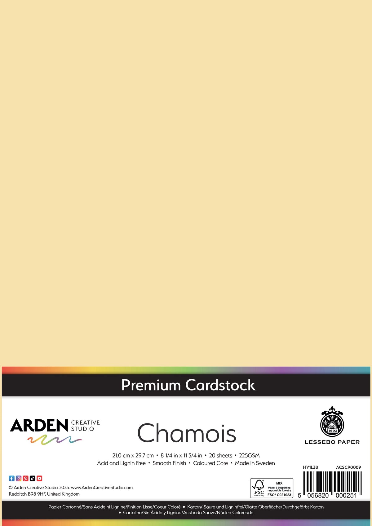 Arden Creative Studio Premium Cardstock A4 225gsm 20 Pack