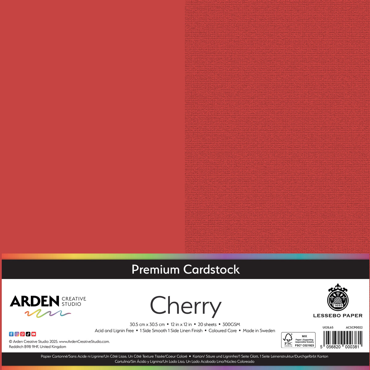 Arden Creative Studio Premium Cardstock 12in x 12in 300gsm 20 Pack