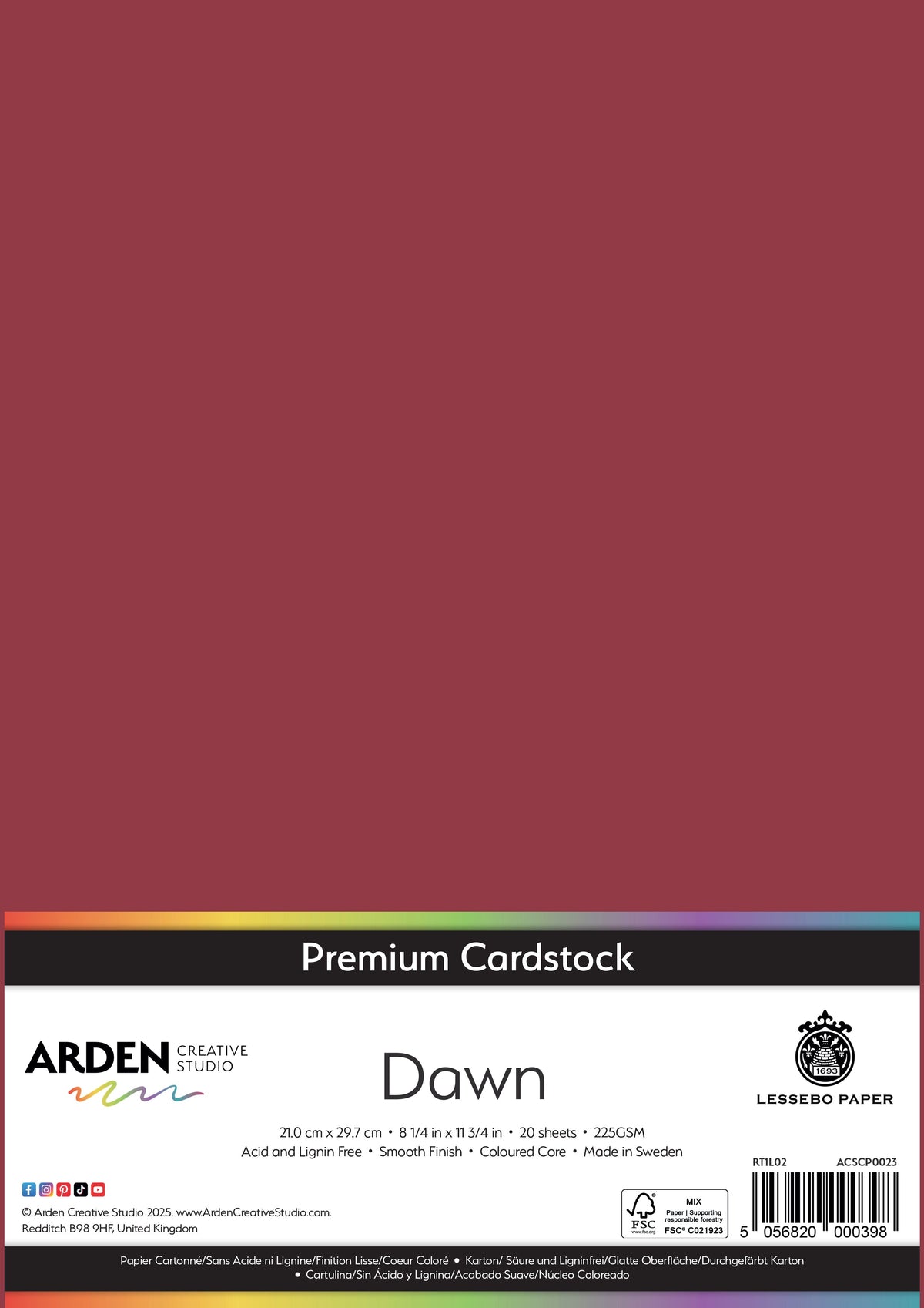 Arden Creative Studio Premium Cardstock A4 225gsm 20 Pack