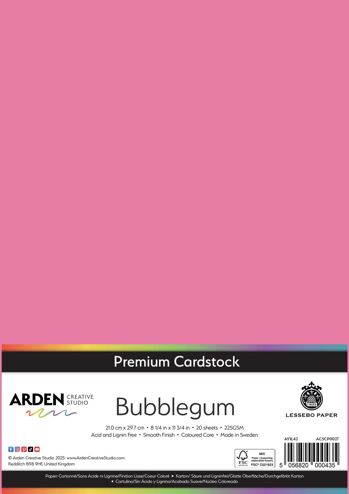 Arden Creative Studio Premium Cardstock A4 225gsm 20 Pack
