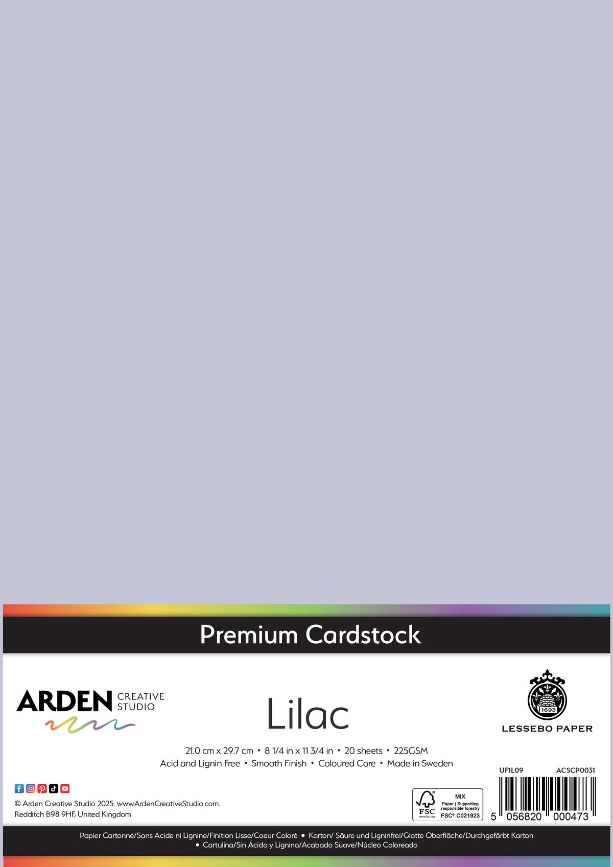 Arden Creative Studio Premium Cardstock A4 225gsm 20 Pack