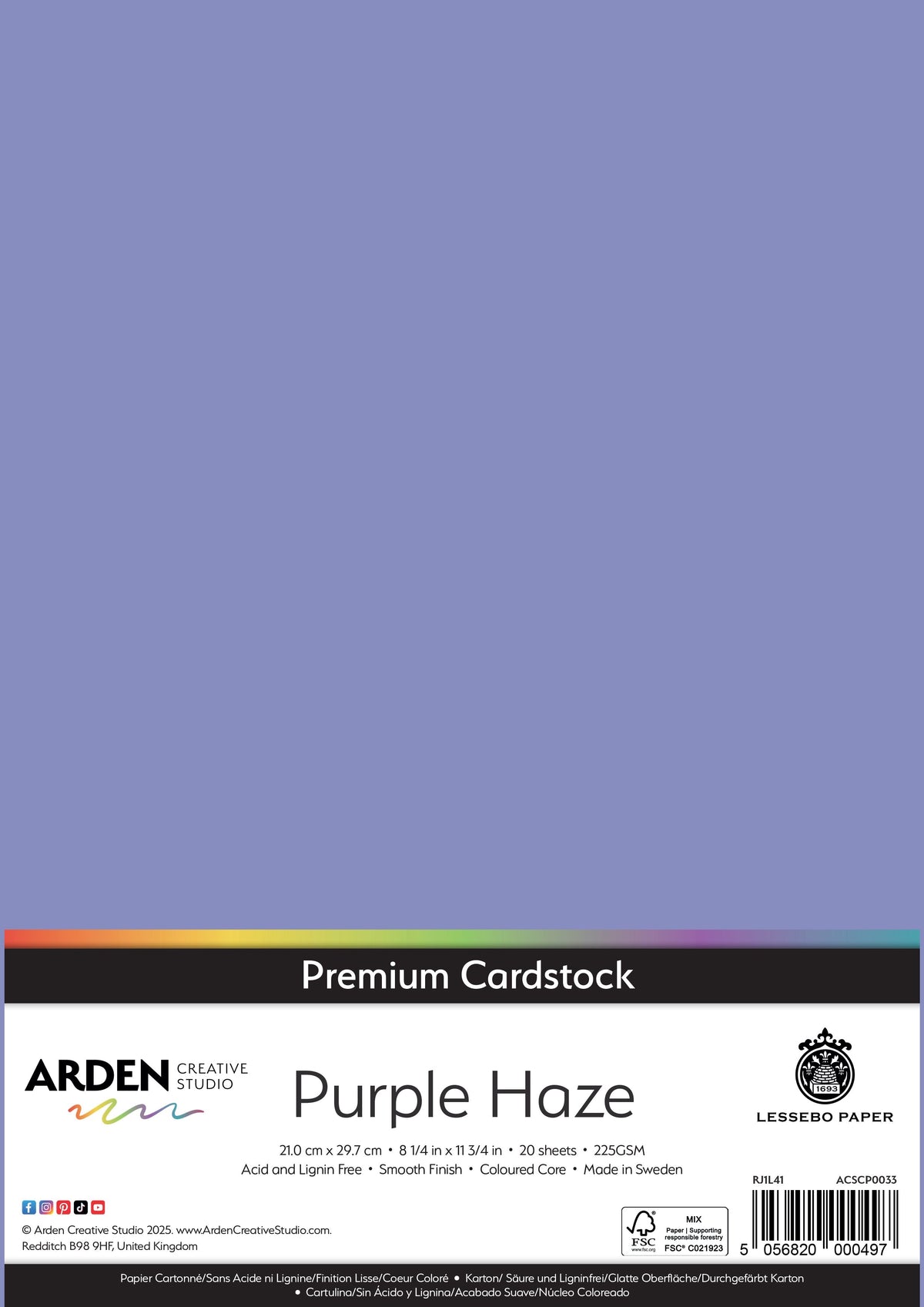 Arden Creative Studio Premium Cardstock A4 225gsm 20 Pack