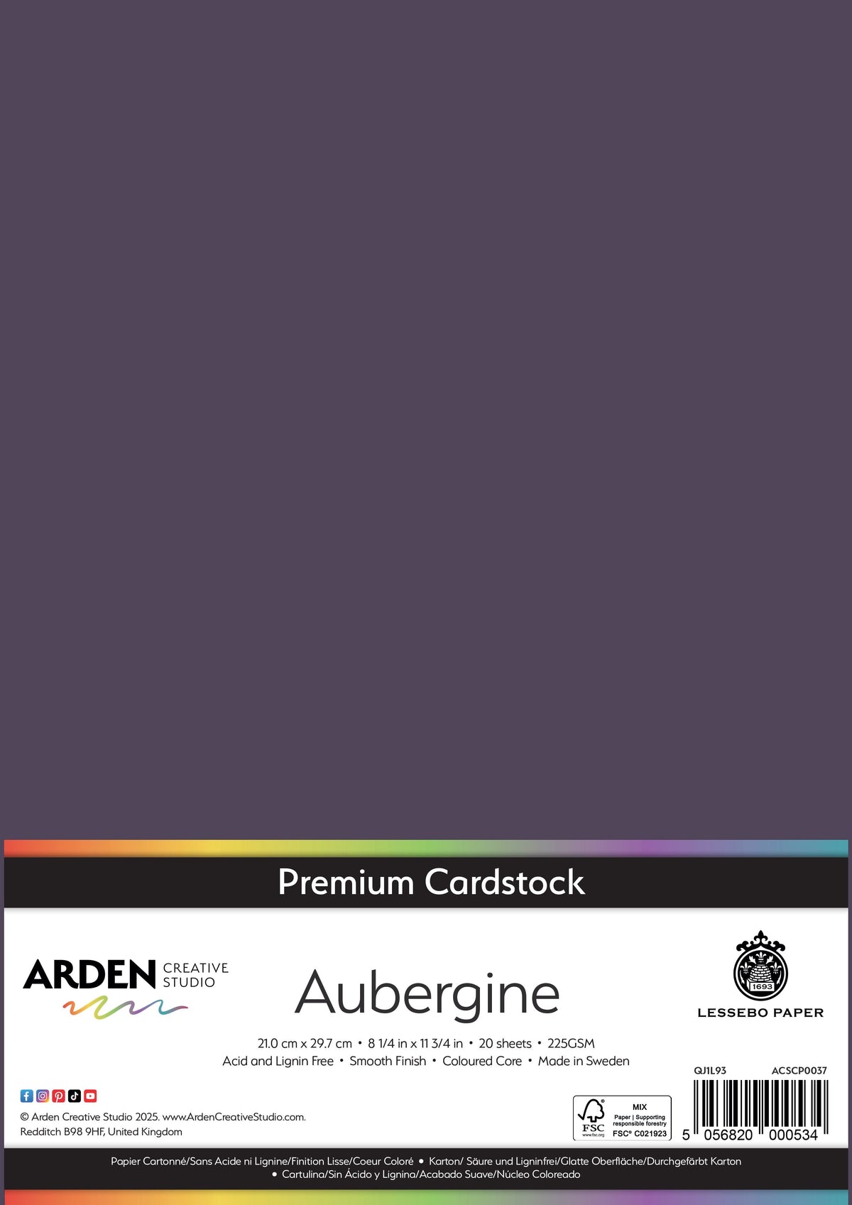 Arden Creative Studio Premium Cardstock A4 225gsm 20 Pack