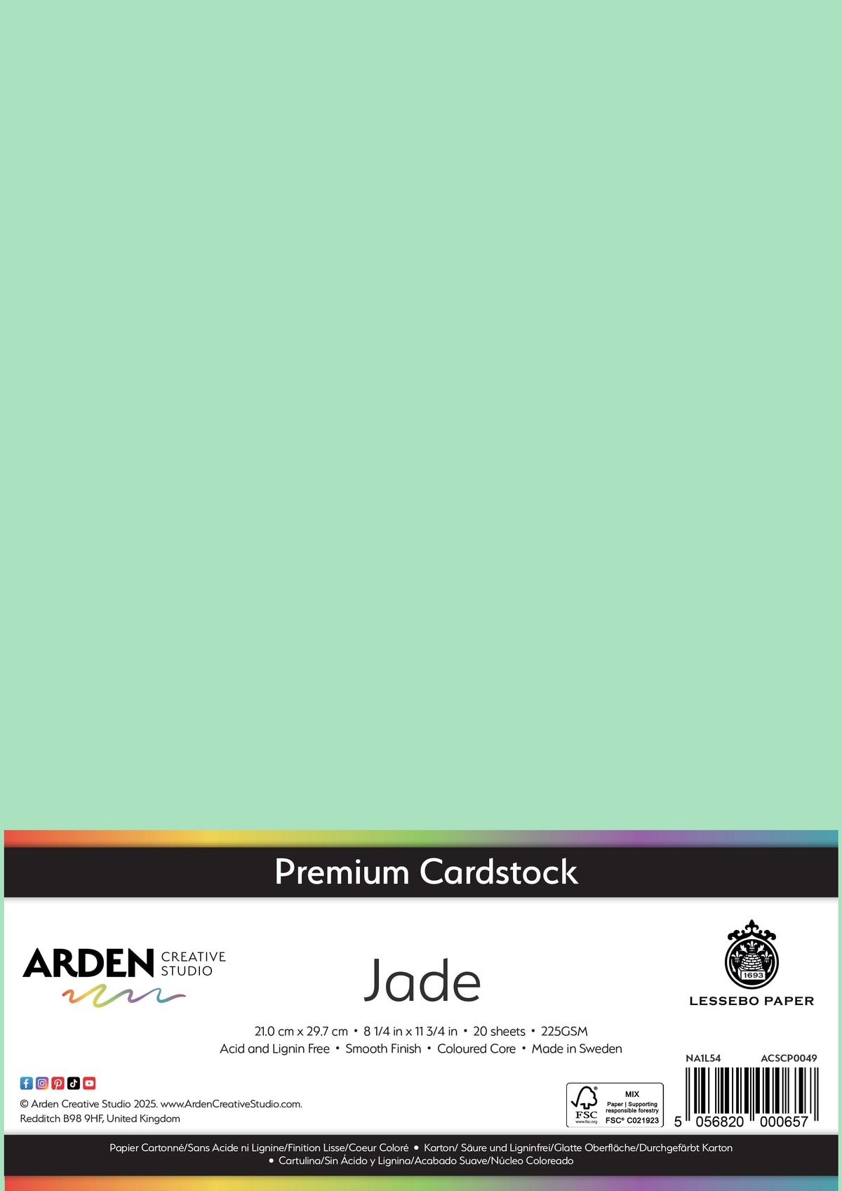 Arden Creative Studio Premium Cardstock A4 225gsm 20 Pack